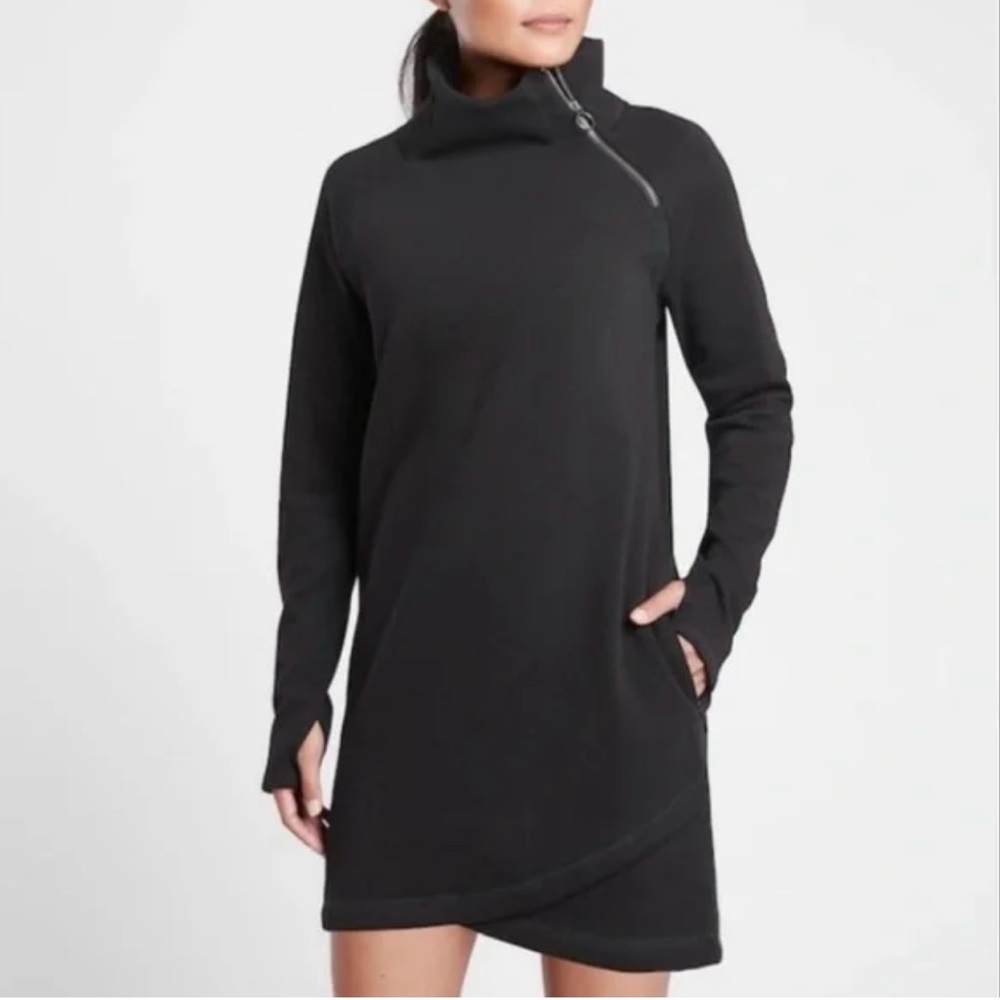 ATHLETA Kozy Karma black sweatshirt dress L